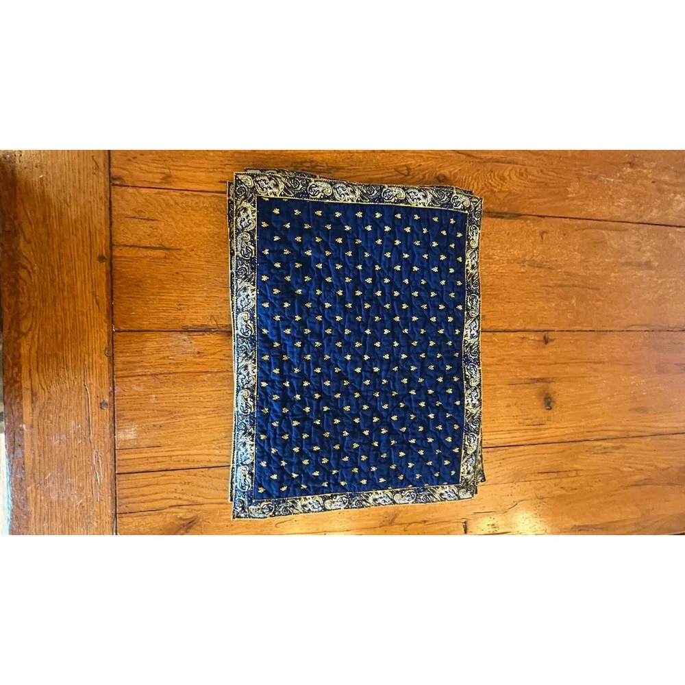 Valdrome French Quilted Placemats Blue Yellow Cotton Provençal set of 8